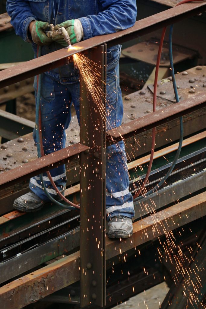 Matrix Unlimited rail worker performing oxy cutting during track maintenance works