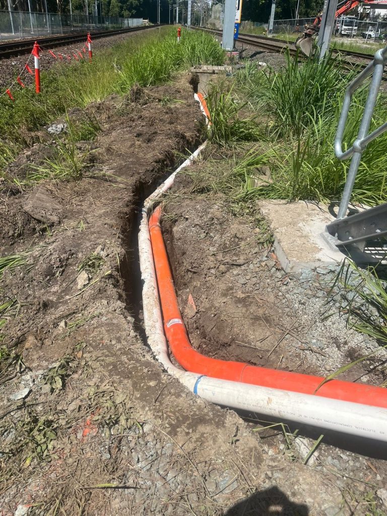 Pit and pipe construction works on a rail infrastructure project
