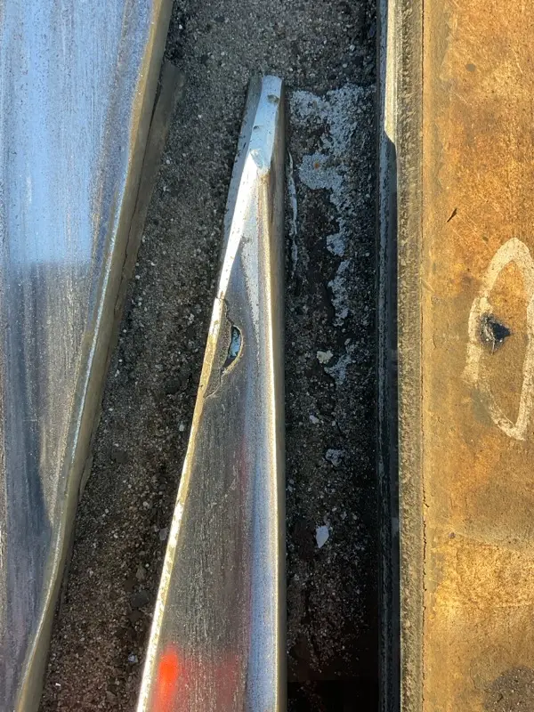 Finished rail welding at a railway point following specialist welding and finishing works