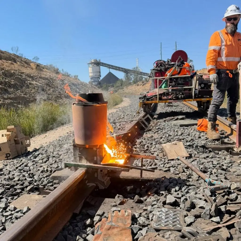 Specialist rail welding during railway track renewal works in Australia