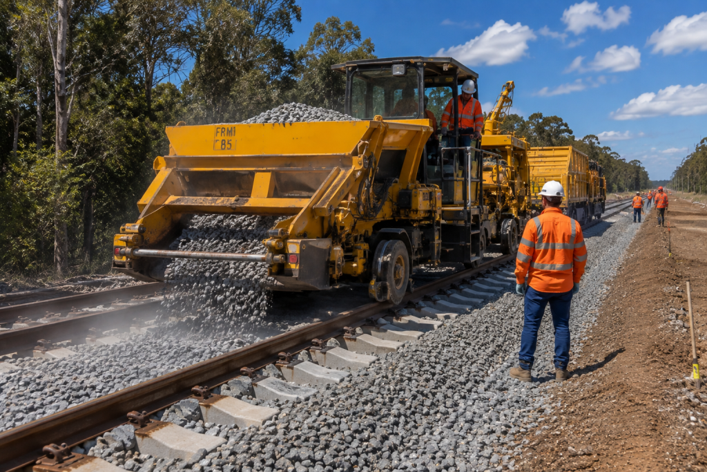 Correct ballast profile supporting railway track stability, drainage and long-term infrastructure performance