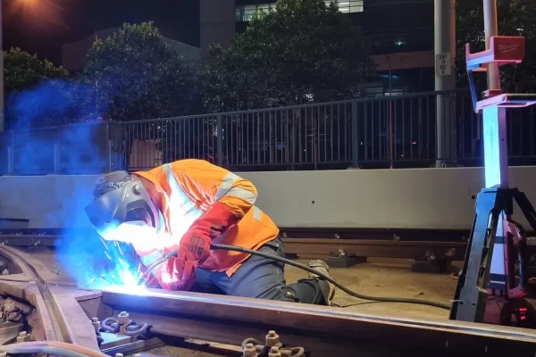 Wire feed rail welding