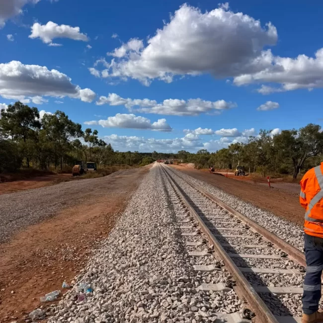 Fresh ballast installation during railway renewal works
