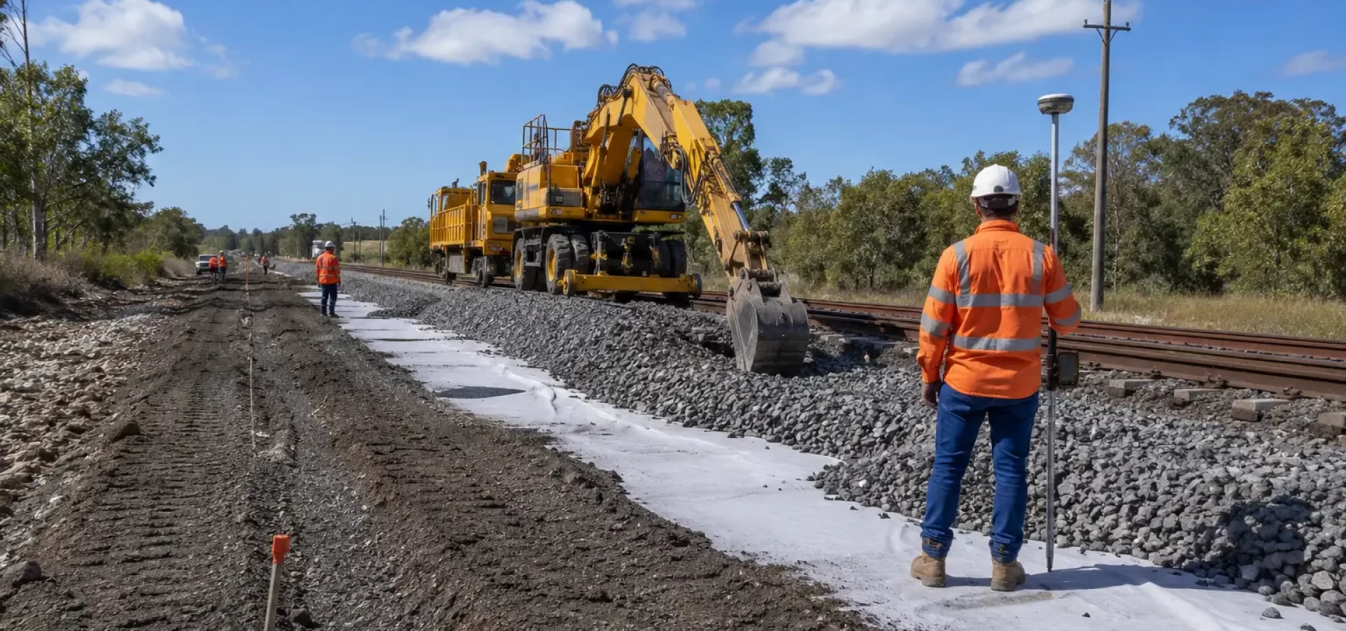 Formation rehabilitation works restoring the structural foundation beneath a railway track